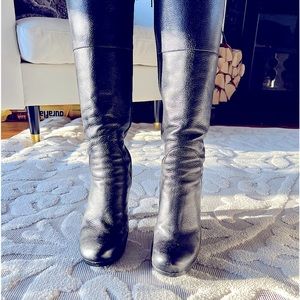 Aldo leather knee high block heel boots